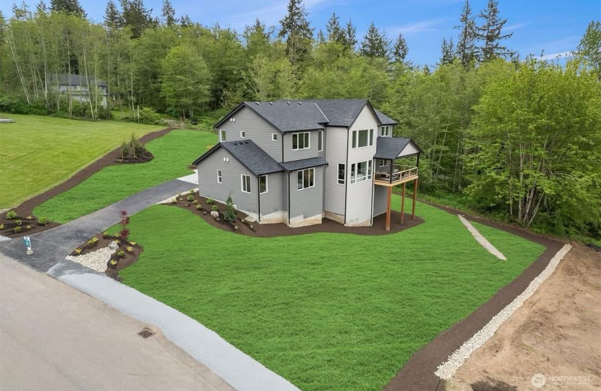 Modern new construction home with spacious yard